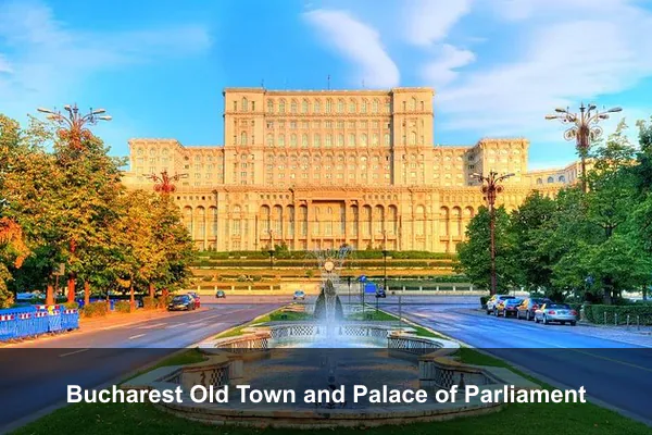 Bucharest Old Town and Palace of Parliament